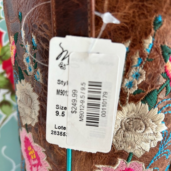NIB Macie Bean Roper Floral Embroidered 13" Honey Bunch Western Cowboy Boots 9.5 - Picture 5 of 9